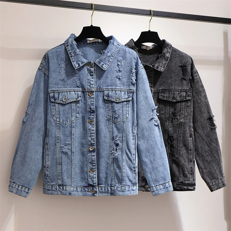 Ladies Denim Jacket Autumn Winter Holes Loose Jean Coat Women Casual Outerwear Streetwear Female Top Oversize XXL-6XL 150kg Wear
Ladies Denim Jacket Autumn Winter Holes Loose Jean Coat Women Casual Outerwear Streetwear Female Top Oversize XXL-6XL 150kg Wear