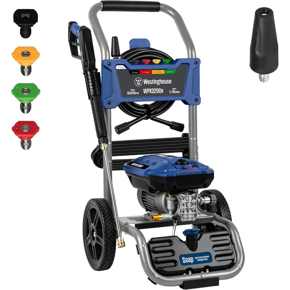 WPX3200e Electric Pressure Washer, 3200 PSI and 1.76 Max GPM, Induction Motor, Onboard Soap Tank, Spray Gun and Wand, 5 Nozzle
WPX3200e Electric Pressure Washer, 3200 PSI and 1.76 Max GPM, Induction Motor, Onboard Soap Tank, Spray Gun and Wand, 5 Nozzle