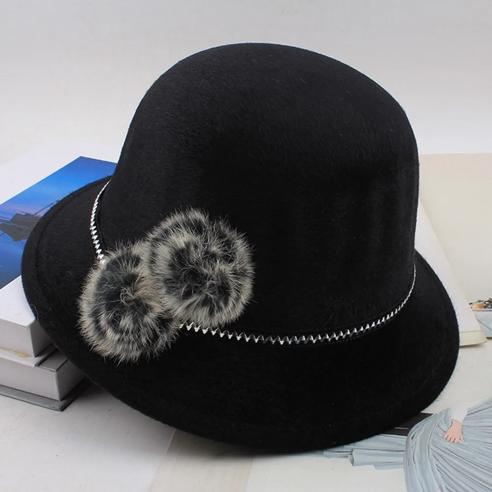 Fashion Imitation Fur Ladies Bucket Cap Casual Elegant Wool Hats Vintage With Flower Bowler Hat Autumn Winter
Fashion Imitation Fur Ladies Bucket Cap Casual Elegant Wool Hats Vintage With Flower Bowler Hat Autumn Winter