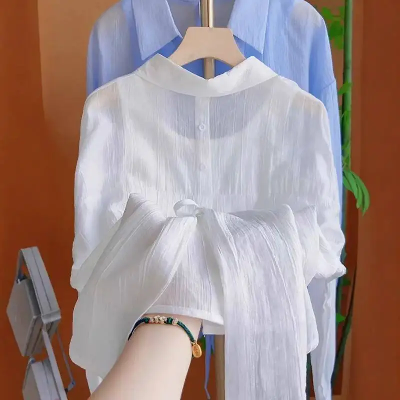 Summer Lightweight Long Sleeve Shirt Women's Back Design Button Outer Collar Sun Protection Open Cardigan White Polyeste...
Summer Lightweight Long Sleeve Shirt Women's Back Design Button Outer Collar Sun Protection Open Cardigan White Polyeste...