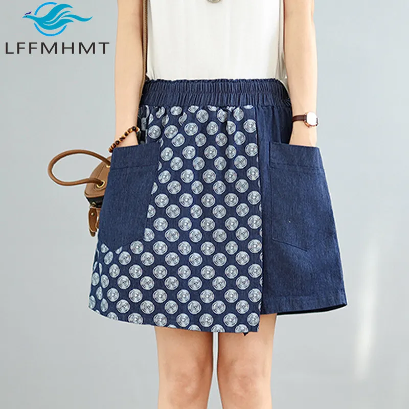 Summer Fashion Elastic Waist Loose Casual Shorts for Women Fake Two Pieces Vintage Print Patchwork Cozy Blue Half Length Jeans
Summer Fashion Elastic Waist Loose Casual Shorts for Women Fake Two Pieces Vintage Print Patchwork Cozy Blue Half Length Jeans