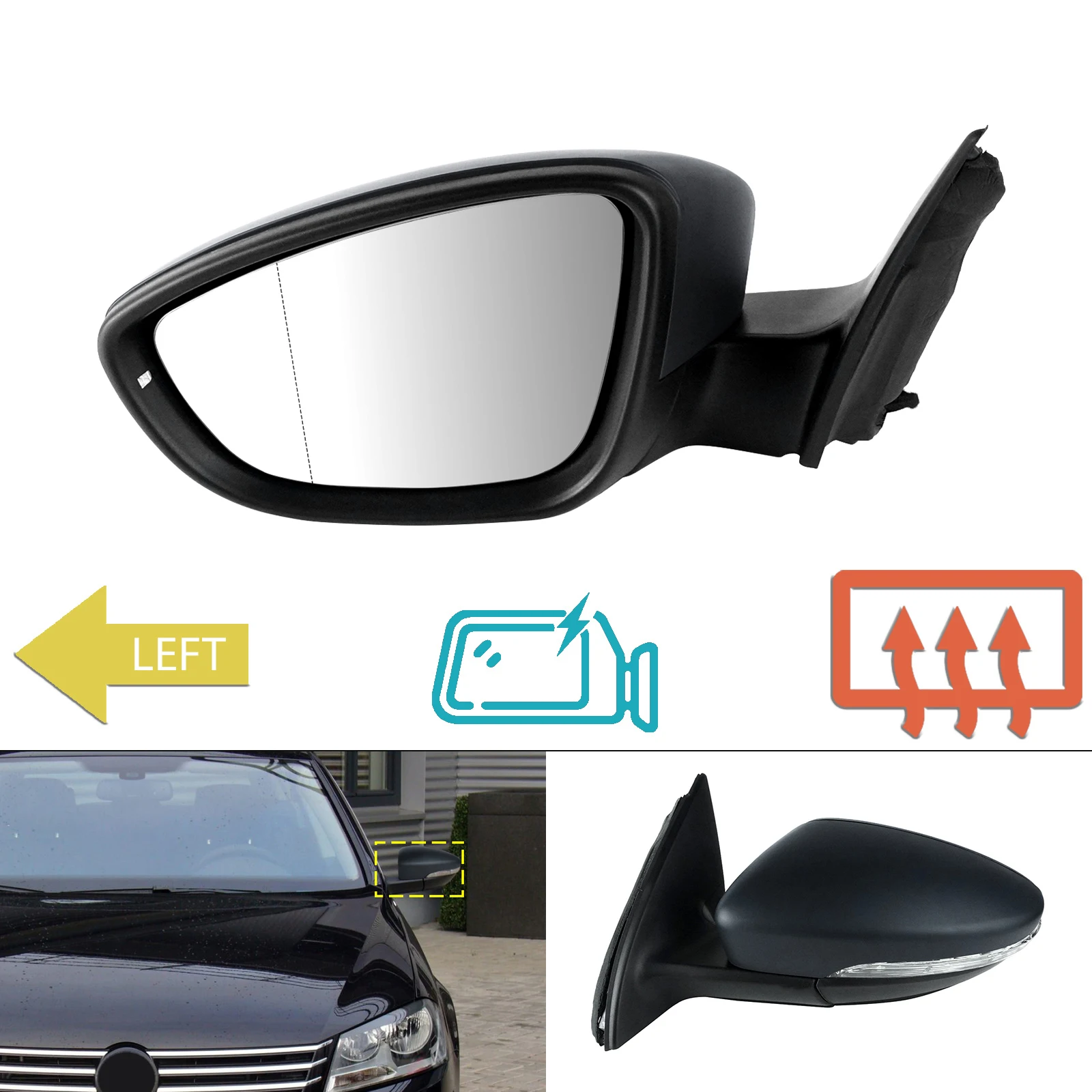 Electric Heated Wing Door Mirror Indicator Primed Left For VW Passat B7 2010-15
Electric Heated Wing Door Mirror Indicator Primed Left For VW Passat B7 2010-15