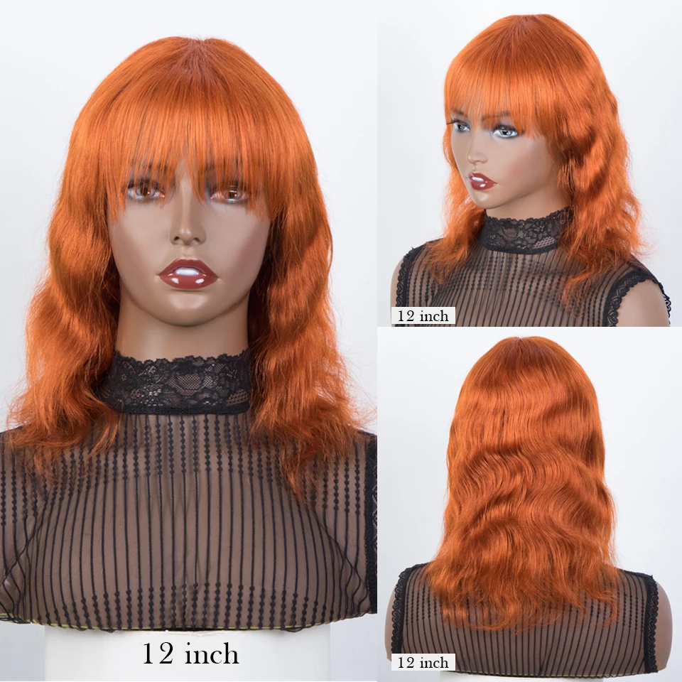 Glueless Ginger Body Wavy Human Hair Wigs With Bangs Ginge Orange Brazilian Body Wave Human Hair Bangs Wigs Full Machine Made
Glueless Ginger Body Wavy Human Hair Wigs With Bangs Ginge Orange Brazilian Body Wave Human Hair Bangs Wigs Full Machine Made