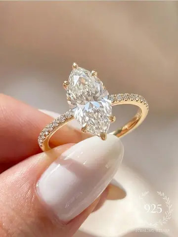 925 Sterling Silver Classic Fashion 1-3Carat Marquise Zircon Ring For Women Engagement Wedding Luxury High Quality Fine Jewelry