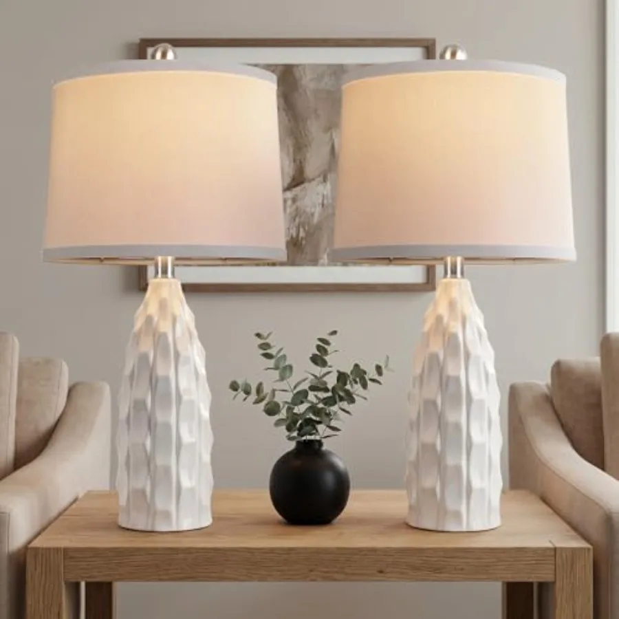 24" Creamic Table lamp Set of 2, Modern Dimmable Beside Lamp for Living Room, Farmhouse Nightstand Lamps with Linen Shade, Tabl
24" Creamic Table lamp Set of 2, Modern Dimmable Beside Lamp for Living Room, Farmhouse Nightstand Lamps with Linen Shade, Tabl