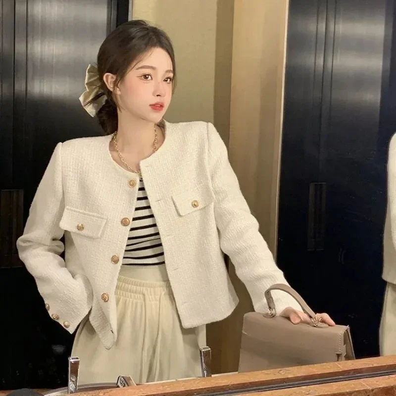 Wool Coat Women Jacket Short Autumn Winter Cardigan Long Sleeve Top Single Breasted Tweed Versatile Wool Top Full Sleeve 2024
Wool Coat Women Jacket Short Autumn Winter Cardigan Long Sleeve Top Single Breasted Tweed Versatile Wool Top Full Sleeve 2024