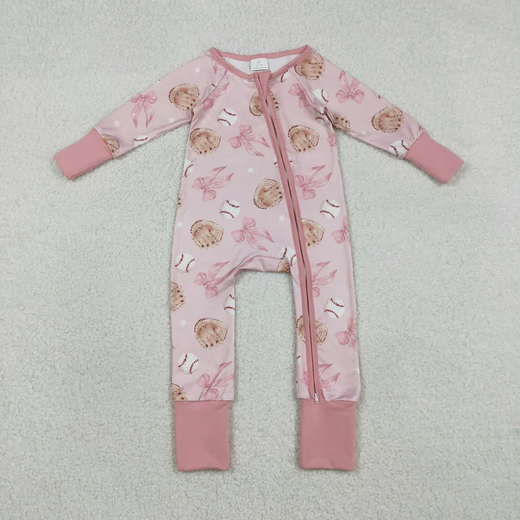 Baseball Bows Pink Baby Sleepers Footie Romper
Baseball Bows Pink Baby Sleepers Footie Romper