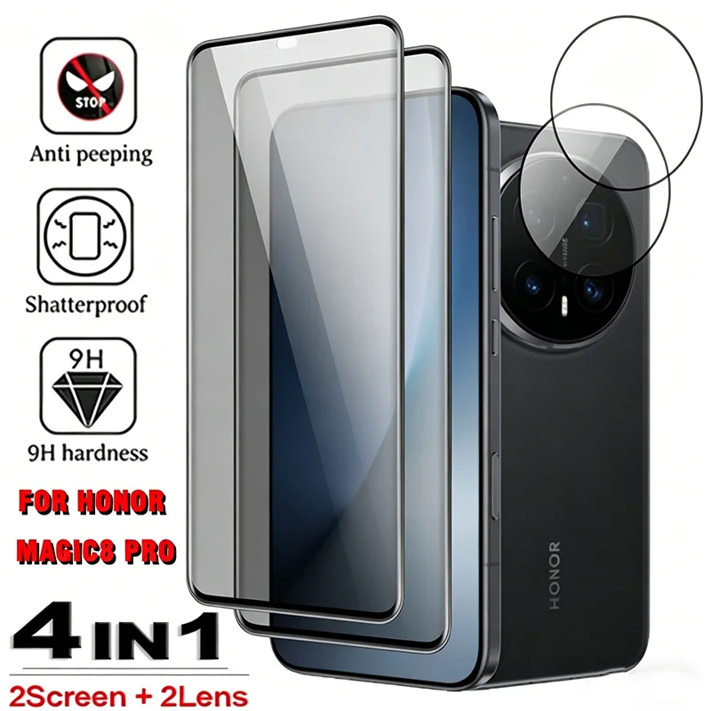 4in1 for Honor Magic 6/7/8 Pro 2Pcs Anti-Spy Screen + 2Pcs Camera Lens Protector Set - Tempered Glass Shatterproof, ti-Scratch
4in1 for Honor Magic 6/7/8 Pro 2Pcs Anti-Spy Screen + 2Pcs Camera Lens Protector Set - Tempered Glass Shatterproof, ti-Scratch
