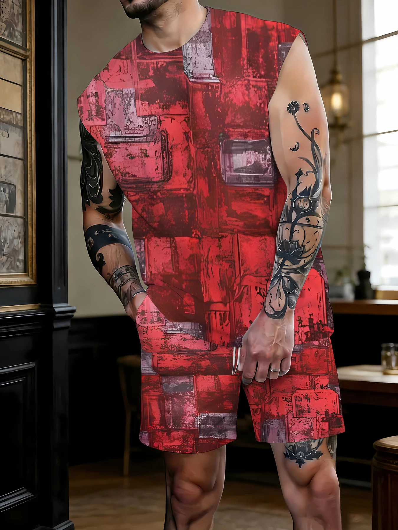 Men's Casual Tank Top and Shorts Set Wrinkle-Free Polyester Soft Loungewear Homewear Standard Size
Men's Casual Tank Top and Shorts Set Wrinkle-Free Polyester Soft Loungewear Homewear Standard Size