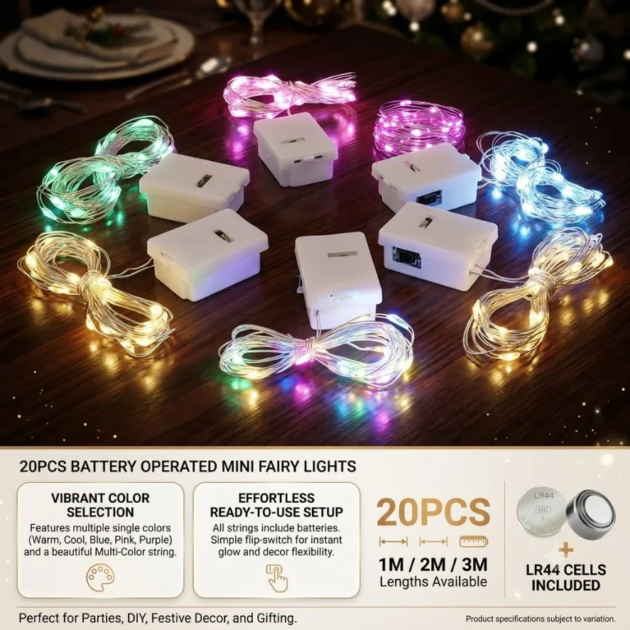 20pcs LED Fairy Garland Lights White Battery box LED String Lights Copper Silver Wire For Christmas Wedding Party Bedroom Decor
20pcs LED Fairy Garland Lights White Battery box LED String Lights Copper Silver Wire For Christmas Wedding Party Bedroom Decor