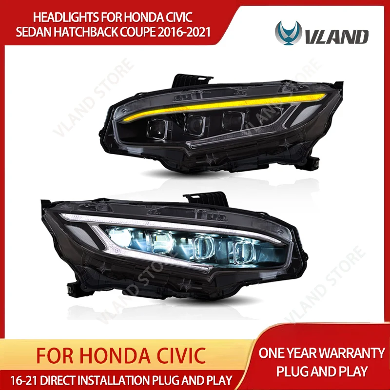 2016-2021 Civic Sedan Hatchback Coupe VLAND LED Projector Headlights w/ DRL Plug & Play Front Lamps Set of 2
2016-2021 Civic Sedan Hatchback Coupe VLAND LED Projector Headlights w/ DRL Plug & Play Front Lamps Set of 2