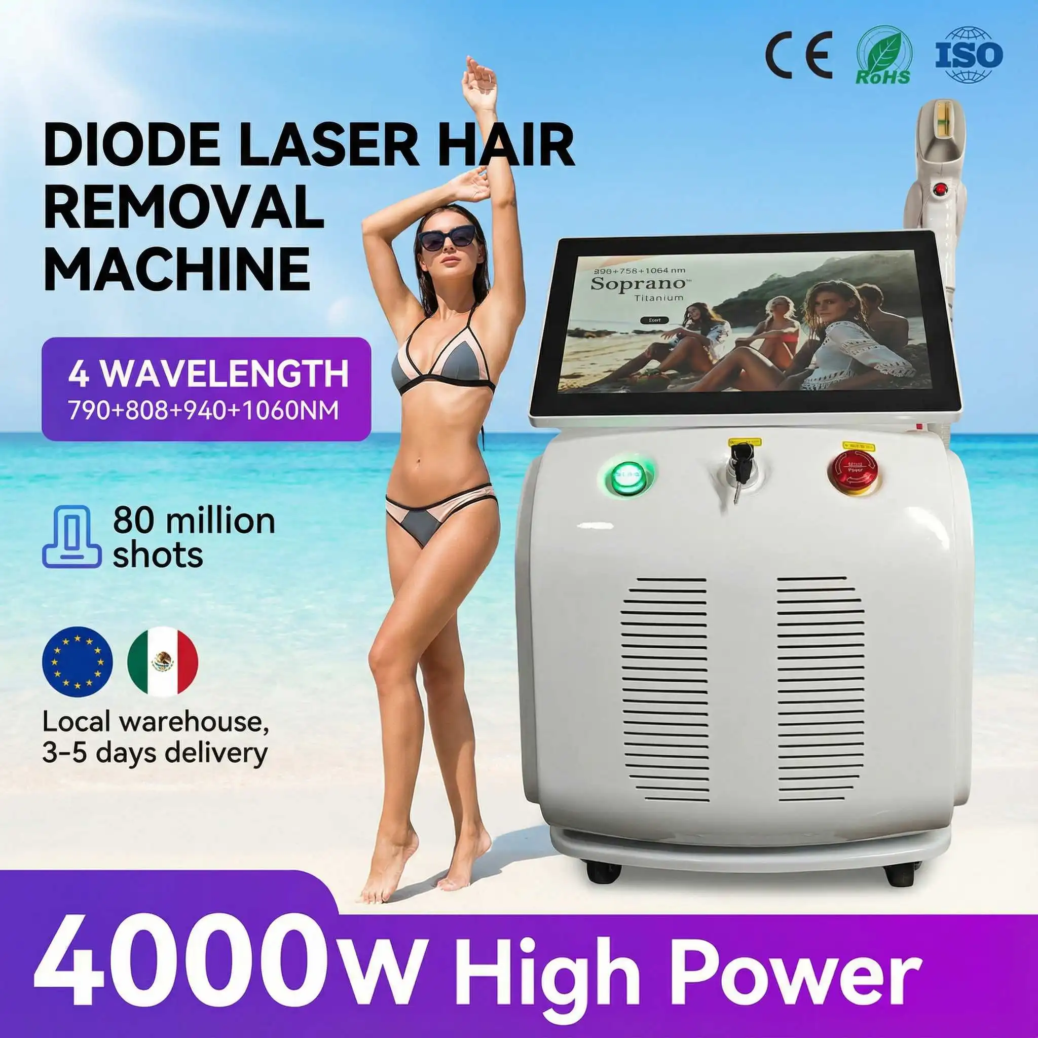 4 Wavelength Hair Removal Diode Laser Machine Remove Hair 755nm 808nm 940nm 1064nm Best Diode Laser Hair Removal Machine
4 Wavelength Hair Removal Diode Laser Machine Remove Hair 755nm 808nm 940nm 1064nm Best Diode Laser Hair Removal Machine