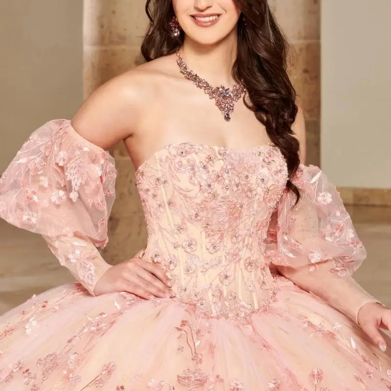 Shiny Pink Quinceanera Dress Ball Gown 3D Floral Lace Applique Beading Puffy Sleeve Sweet 16 Vestido De 15 Anos
Shiny Pink Quinceanera Dress Ball Gown 3D Floral Lace Applique Beading Puffy Sleeve Sweet 16 Vestido De 15 Anos