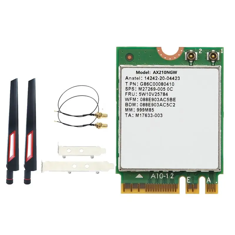 A01E-AX210 AX210NGW Wifi Card+Antenna WIFI 6E Bluetooth 5.2 2.4Ghz 5Ghz 3000Mbps M.2 Wireless Adapter 802.11Ax Network Card
A01E-AX210 AX210NGW Wifi Card+Antenna WIFI 6E Bluetooth 5.2 2.4Ghz 5Ghz 3000Mbps M.2 Wireless Adapter 802.11Ax Network Card