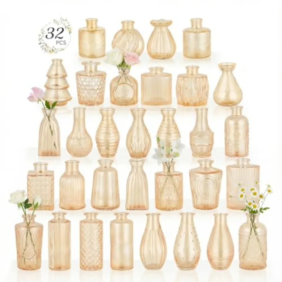 32 Pack Flower Vase Mini Glass Bud Vases Vintage Small Vases for Centerpiece Table Wedding Decorations Home Decor Party
32 Pack Flower Vase Mini Glass Bud Vases Vintage Small Vases for Centerpiece Table Wedding Decorations Home Decor Party