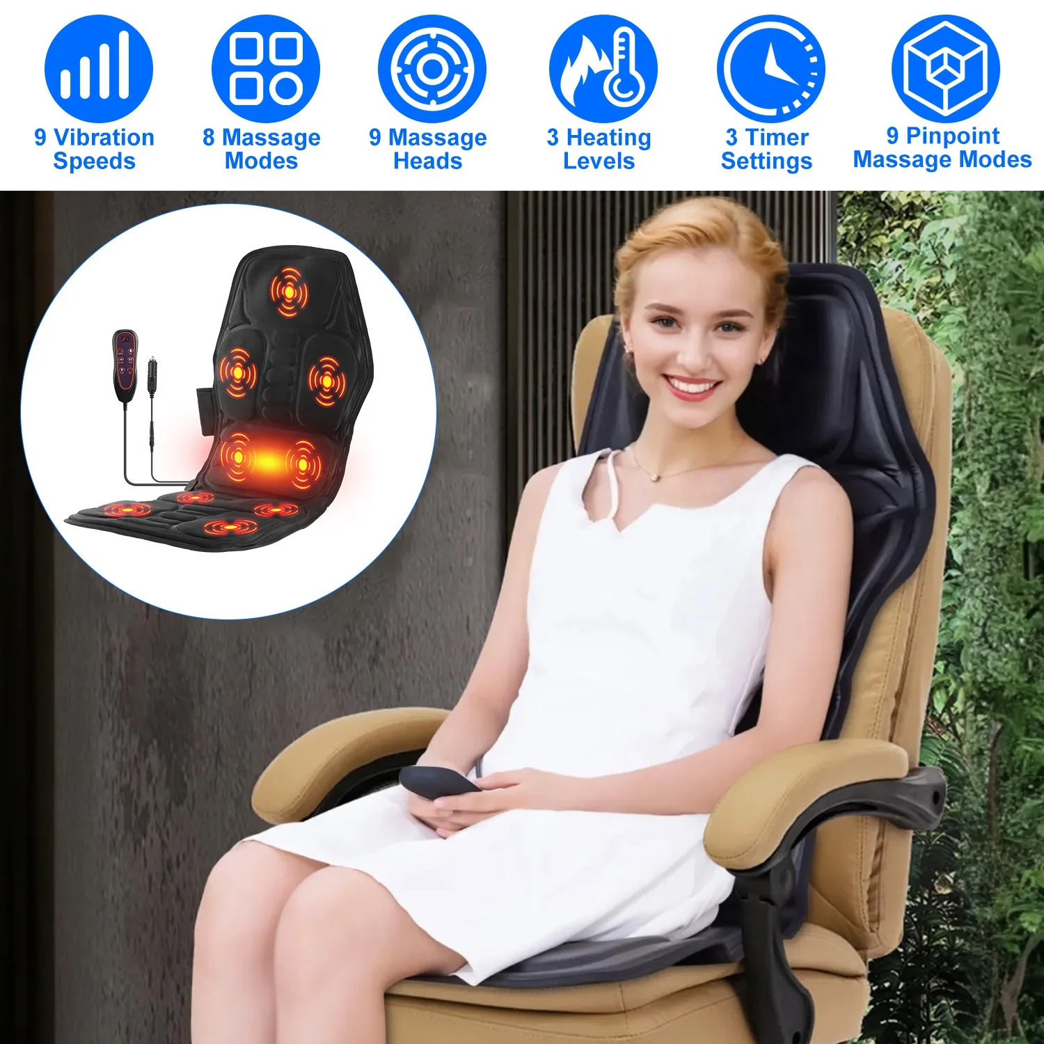 Full Body Massage Chair Pad with Heat, 8 Modes 9 Intensities, Home Office Car Use Back Neck Massager for Pain Relief,Home Office Car Massage Chair Pad with Heat, Customizable Full Body Massager for Sedentary Pain & Sports Injury Relief, 3 Timer Settings
Full Body Massage Chair Pad with Heat, 8 Modes 9 Intensities, Home Office Car Use Back Neck Massager for Pain Relief,Home Office Car Massage Chair Pad with Heat, Customizable Full Body Massager for Sedentary Pain & Sports Injury Relief, 3 Timer Settings