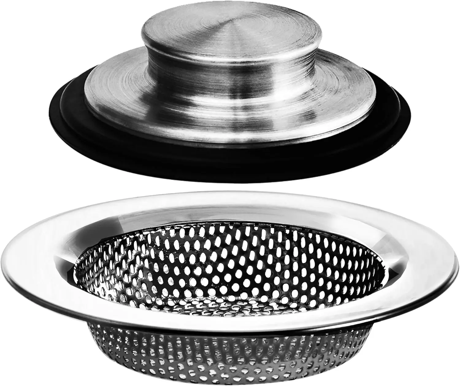Kitchen Sink Drain Strainer and Stopper Set for Standard 3-1/2 Inch Drain, Rustproof Basket and Plug
Kitchen Sink Drain Strainer and Stopper Set for Standard 3-1/2 Inch Drain, Rustproof Basket and Plug