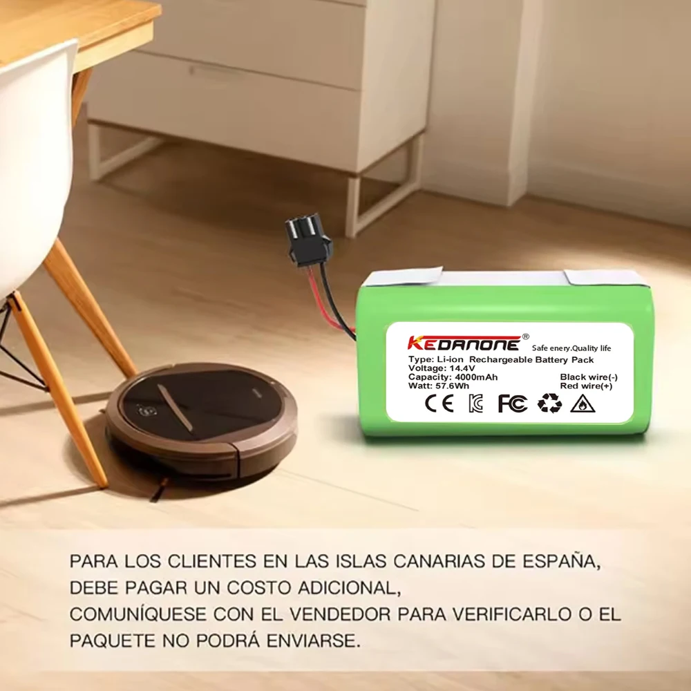 4S1P 18650 14.4V 3500mAh Li-lon Battery for Cecotec Conga 1290 1390 1490 1590 Vacuum Cleaner Genio Deluxe 370 Gutrend Echo 520
4S1P 18650 14.4V 3500mAh Li-lon Battery for Cecotec Conga 1290 1390 1490 1590 Vacuum Cleaner Genio Deluxe 370 Gutrend Echo 520