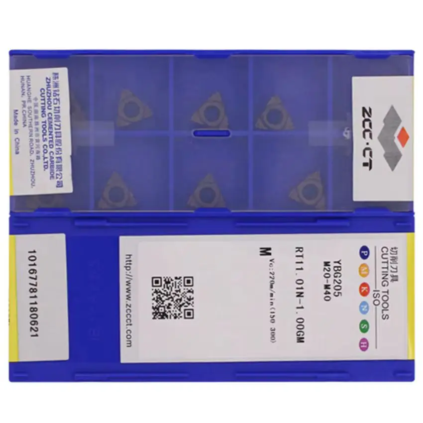 RT11.01N-1.00GM YBG205/RT11.01N-1.50GM YBG205/RT11.01N-2.00GM YBG205 ZCC.CT CNC carbide inserts Thread inserts 10pcs/box
RT11.01N-1.00GM YBG205/RT11.01N-1.50GM YBG205/RT11.01N-2.00GM YBG205 ZCC.CT CNC carbide inserts Thread inserts 10pcs/box