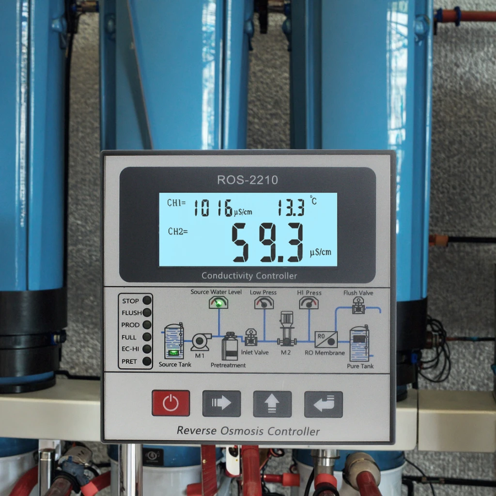 Онлайн-контроллер обратного осмоса RO TDS Conductivity Панель управления RO Вода обратного осмоса TDS RO-контроллер ROS-2210 CE
Онлайн-контроллер обратного осмоса RO TDS Conductivity Панель управления RO Вода обратного осмоса TDS RO-контроллер ROS-2210 CE