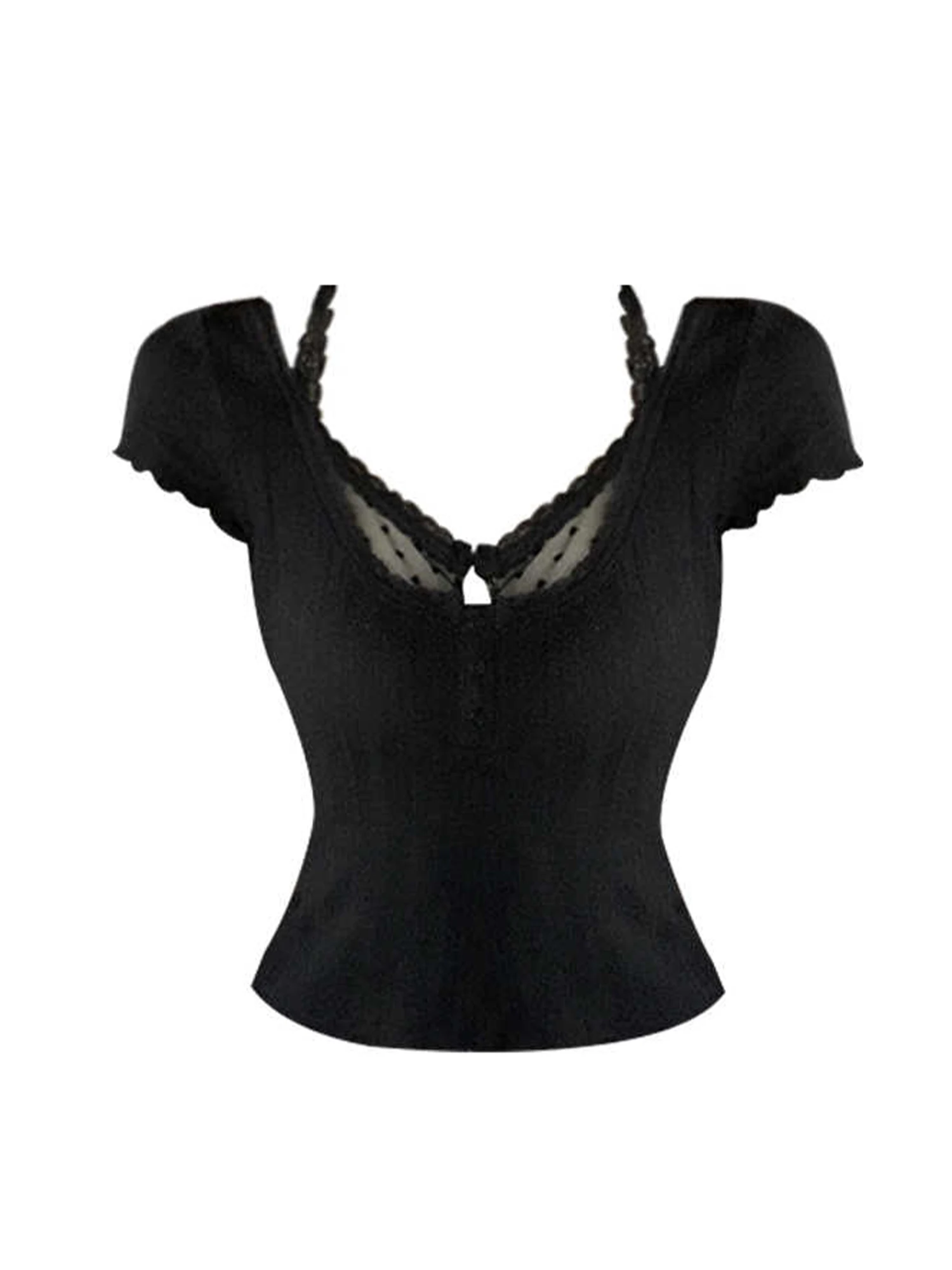 Women's Black Gothic Lace Patchwork T-shirt Harajuku Y2k Cropped Tee Top Vintage Short Sleeve T-shirts 2000s Emo Clothes Summer
Women's Black Gothic Lace Patchwork T-shirt Harajuku Y2k Cropped Tee Top Vintage Short Sleeve T-shirts 2000s Emo Clothes Summer
