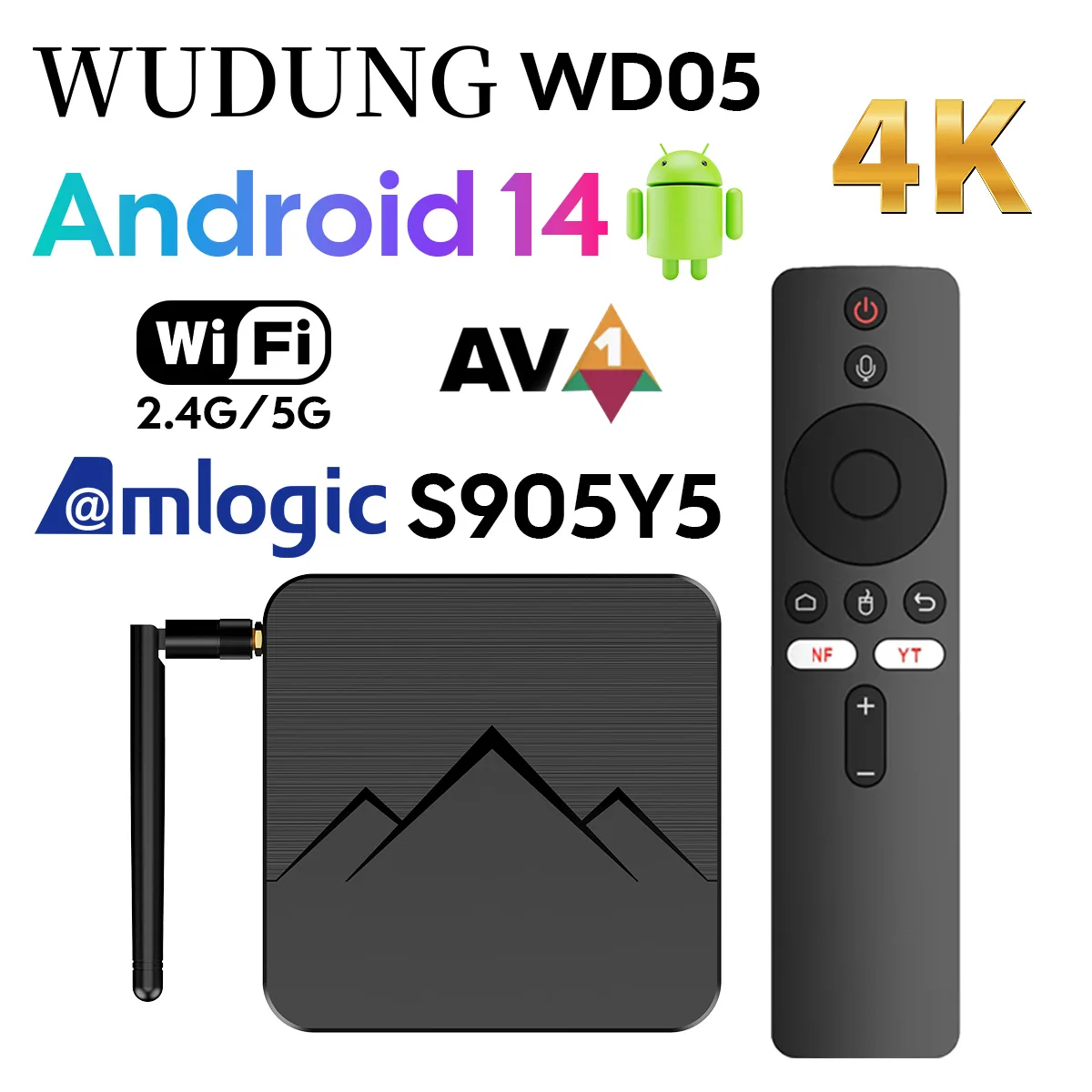 WUDUNG WD05 Android 14 AV1 Smart TV Box 2,4G и 5G двухдиапазонный Wi-Fi 6 4K HD телеприставка медиаплеер Amlogic S905Y5 4G/32G Bluetoot
WUDUNG WD05 Android 14 AV1 Smart TV Box 2,4G и 5G двухдиапазонный Wi-Fi 6 4K HD телеприставка медиаплеер Amlogic S905Y5 4G/32G Bluetoot