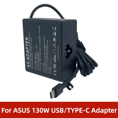 130W USB C PD Laptop Power Adapter For ASUS ROG Flow Z13 X13 X2023 RTX4060 ADP-130HBB, ZenBook 14 14X,20V 6.5A TYPE-Ccharger