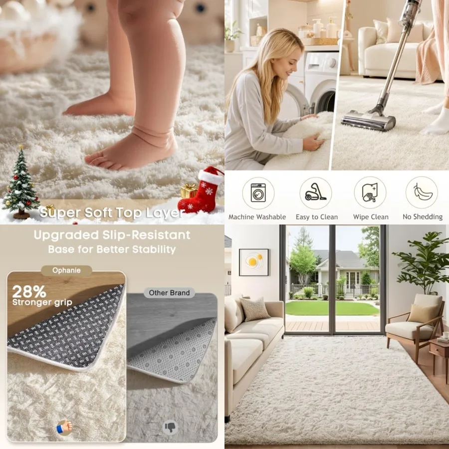 5x7 Area Rugs for Living Room Ivory, Fluffy Shag Large Fuzzy Plush Soft Rug, Shaggy Floor Big Carpets for Bedroom Nursery, Home
5x7 Area Rugs for Living Room Ivory, Fluffy Shag Large Fuzzy Plush Soft Rug, Shaggy Floor Big Carpets for Bedroom Nursery, Home