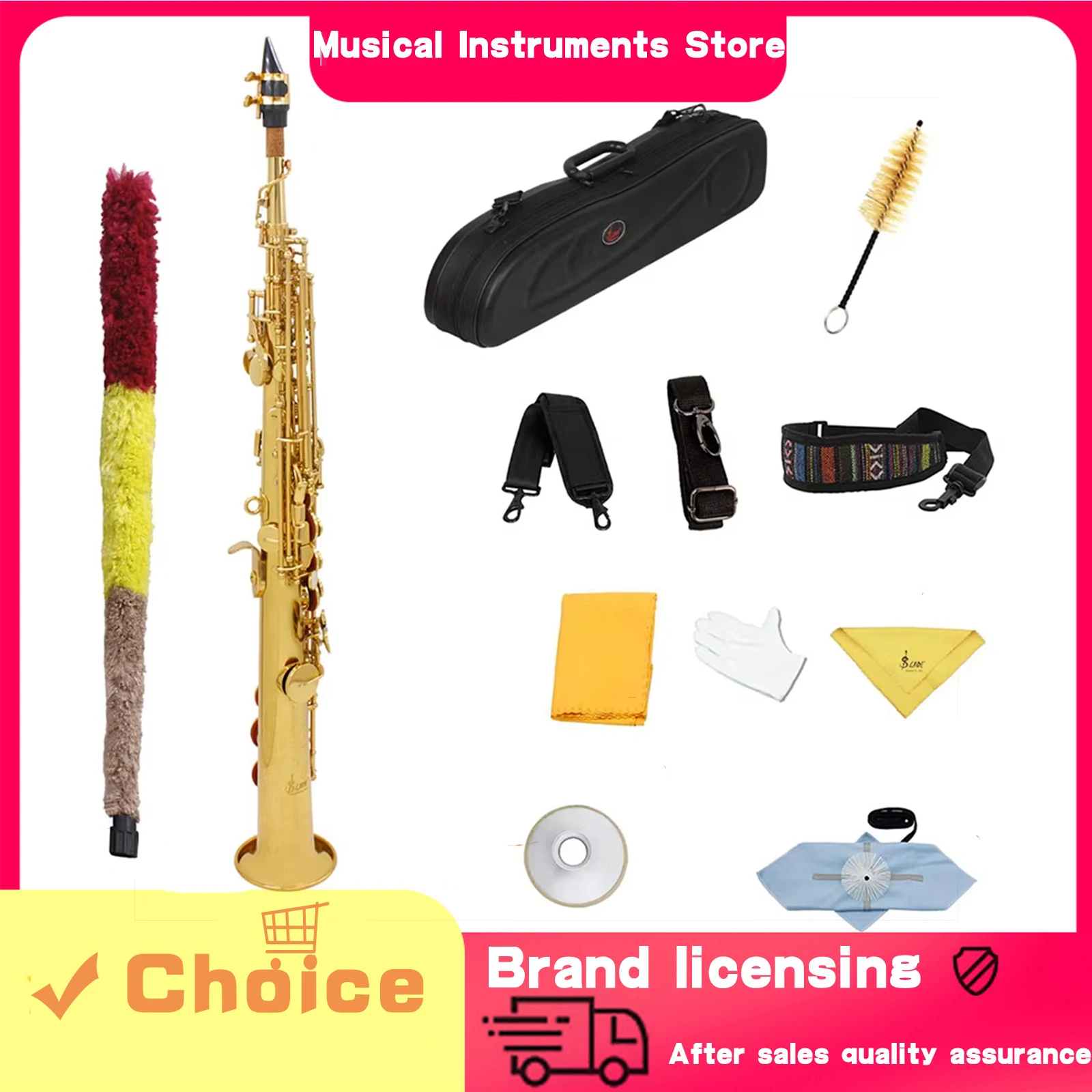 SLADE Bb Soprano Saxophone Straight Tube Brass Body Gold Boutique Soprano Saxophone Woodwind Instrument With Accessories Set
SLADE Bb Soprano Saxophone Straight Tube Brass Body Gold Boutique Soprano Saxophone Woodwind Instrument With Accessories Set