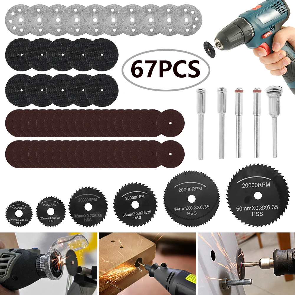 67pcs Cutting Blade Circular Saw Blade High-speed Steel Electric Grinder Saw Blade Tool Cutting Wheel Discs Set Rotary Tool
67pcs Cutting Blade Circular Saw Blade High-speed Steel Electric Grinder Saw Blade Tool Cutting Wheel Discs Set Rotary Tool