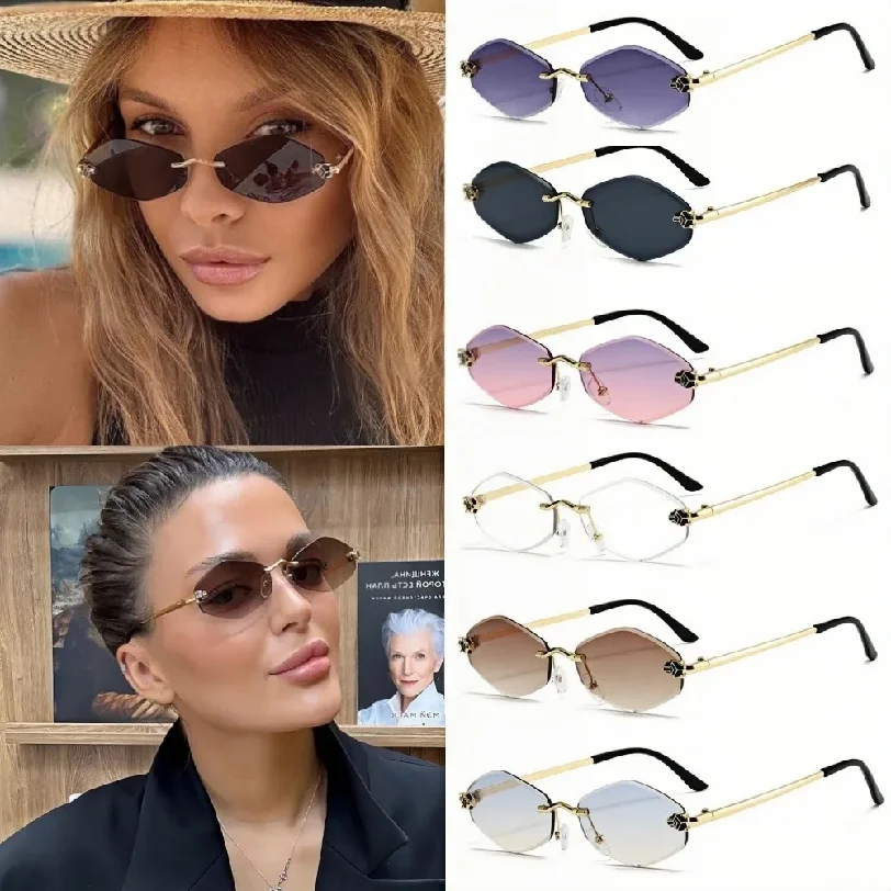 Fashion Rimless Sunglasses for Women Retro Design Metal Small Diamond Frame Vintage Rhombus Rimless UV400 Shades Men Glasses
Fashion Rimless Sunglasses for Women Retro Design Metal Small Diamond Frame Vintage Rhombus Rimless UV400 Shades Men Glasses