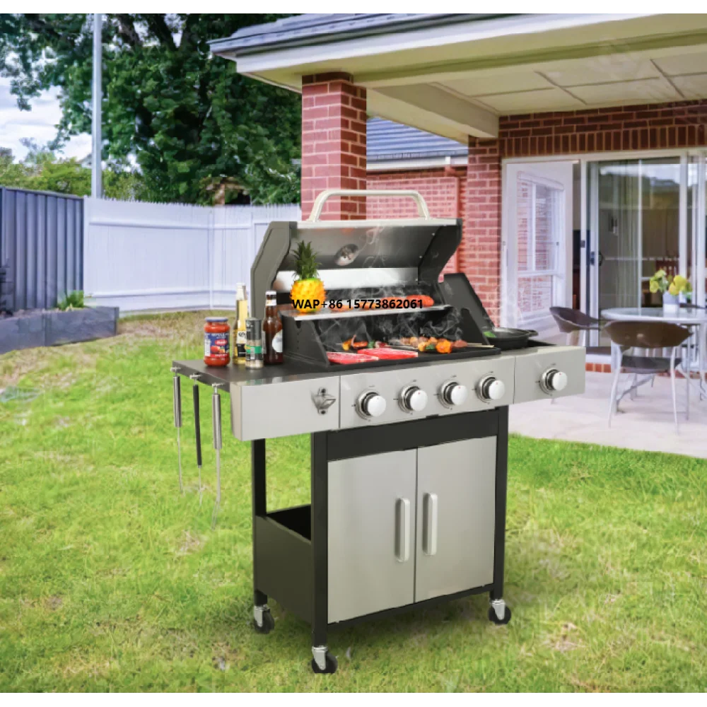 4-Burner Propane Gas BBQ Grill with Side Burner, 46790BTU Output With Enameled Cast Iron Cooking Grids For Outdoor Barbecue
4-Burner Propane Gas BBQ Grill with Side Burner, 46790BTU Output With Enameled Cast Iron Cooking Grids For Outdoor Barbecue