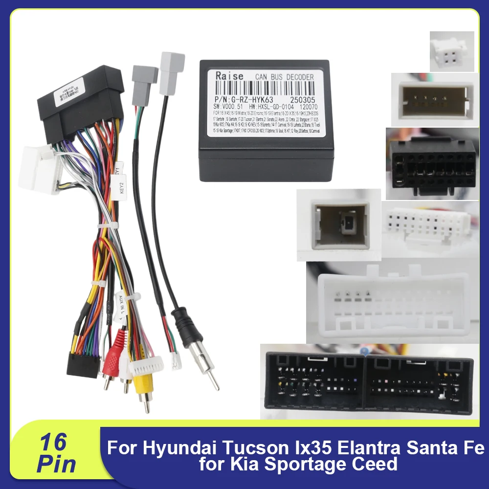 16 Pin CAN Bus Wiring Harness Adapter For Hyundai Tucson IX35 Elantra Santa Fe Kia Sportage Ceed Android Radio Cable
16 Pin CAN Bus Wiring Harness Adapter For Hyundai Tucson IX35 Elantra Santa Fe Kia Sportage Ceed Android Radio Cable