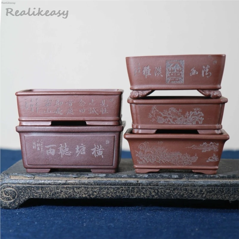 5colors Purple Clay Flower Pot Mini Chinese Decorative Bonsai Pot Desktop Hand Carved Rectangular Decorative Flower Pot LH836
5colors Purple Clay Flower Pot Mini Chinese Decorative Bonsai Pot Desktop Hand Carved Rectangular Decorative Flower Pot LH836