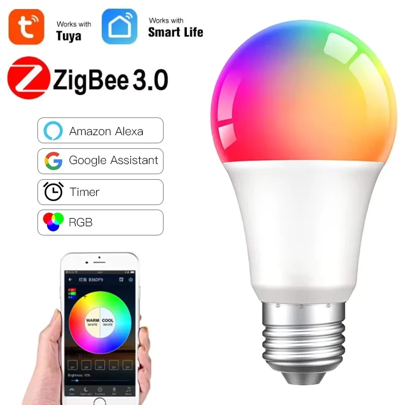 9 Вт Zigbee Tuya лампа светодиодная лампа RGB E26/E27 Tuya Zigbee умная лампочка умный дом умная лампа для Alexa Google Home
9 Вт Zigbee Tuya лампа светодиодная лампа RGB E26/E27 Tuya Zigbee умная лампочка умный дом умная лампа для Alexa Google Home