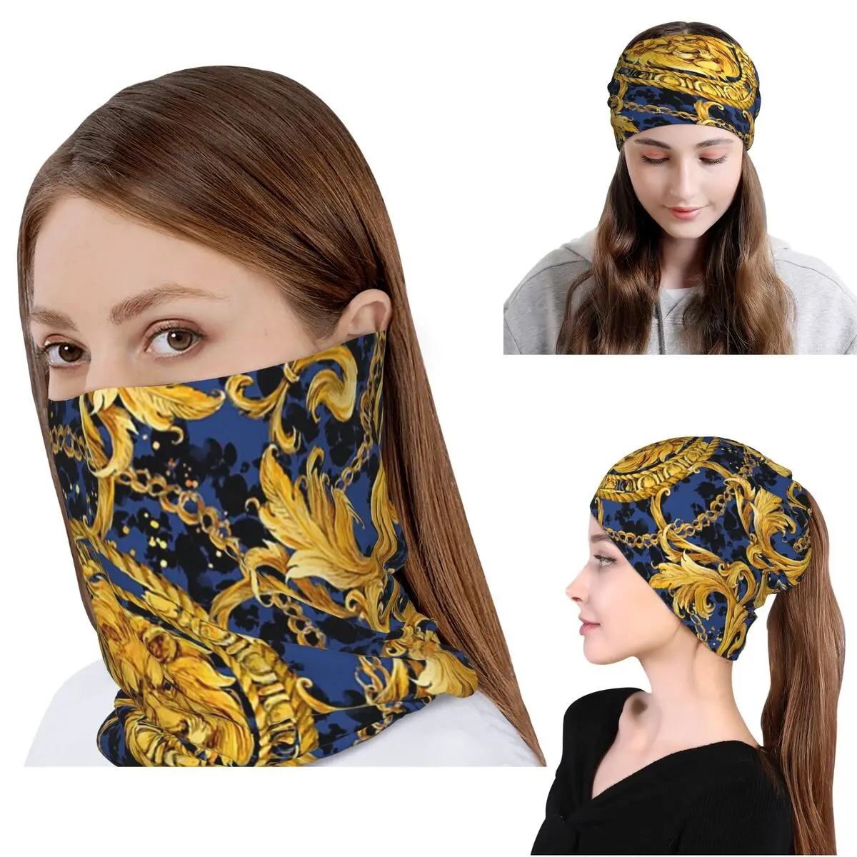 Golden Lion Baroque And Damask Ornament Bandana Neck Cover Mask Scarf Multifunction Cycling Scarf Beanies Hat for Men Women
Golden Lion Baroque And Damask Ornament Bandana Neck Cover Mask Scarf Multifunction Cycling Scarf Beanies Hat for Men Women