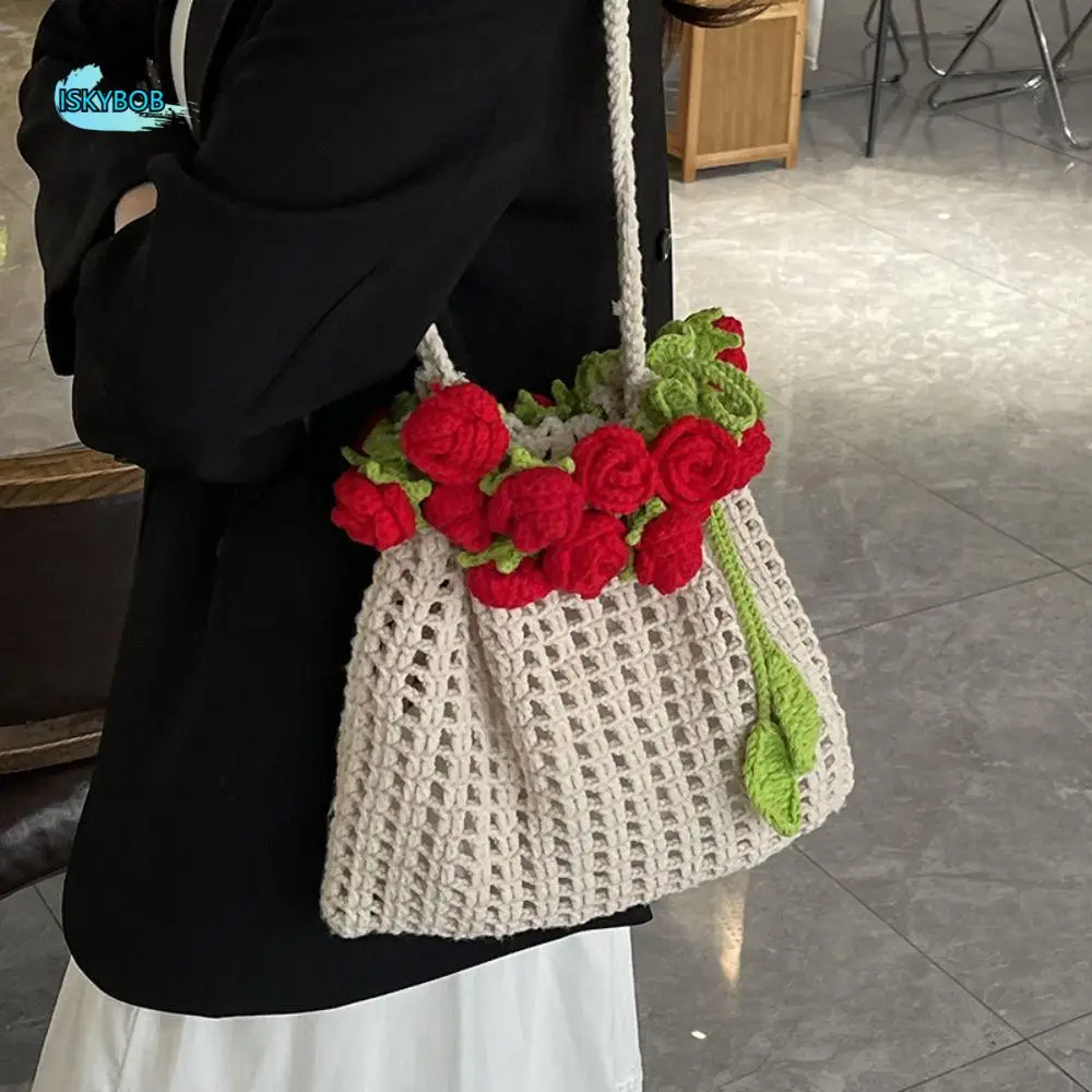 Bohemian Rose Bouquet Weave Bag Crochet Cotton Rope Knitted Flower Shoulder Bag Large Capacity Hollow Out Rose Beach Bucket Bag
Bohemian Rose Bouquet Weave Bag Crochet Cotton Rope Knitted Flower Shoulder Bag Large Capacity Hollow Out Rose Beach Bucket Bag