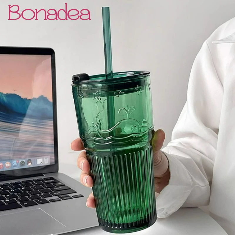 Large Capacity Creative Embossed Straw Cup Retro Green Glass Coffee Milk Straw Cup Portable Travel Cup With Lid And Straw
Large Capacity Creative Embossed Straw Cup Retro Green Glass Coffee Milk Straw Cup Portable Travel Cup With Lid And Straw