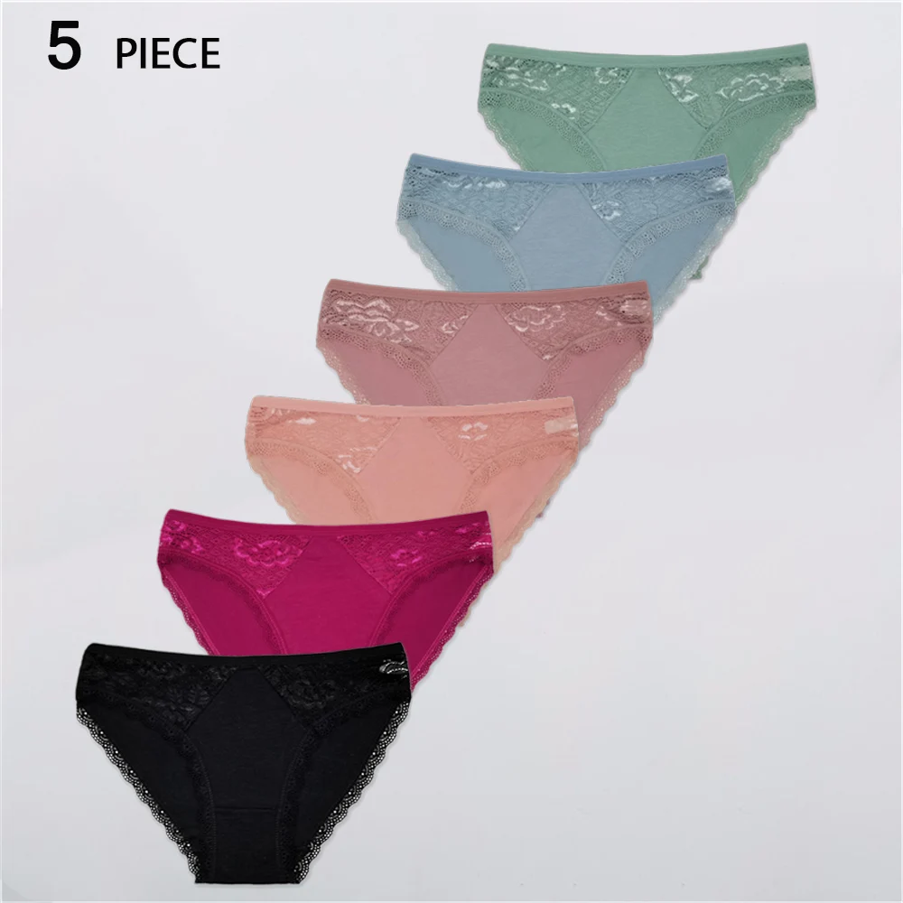 Women Cotton Panties Transparent Bikinis Floral Lace Underwear Ladies Knickers Lingerie 5 Pcs/set
Women Cotton Panties Transparent Bikinis Floral Lace Underwear Ladies Knickers Lingerie 5 Pcs/set