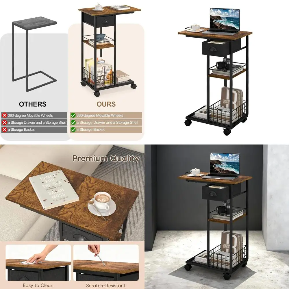 Трехуровневый поворотный столик на колесах, компактный стол для плотных помещений, прикроватная тумбочка для гостиной в винтажном стиле с выдвижным ящиком
Трехуровневый поворотный столик на колесах, компактный стол для плотных помещений, прикроватная тумбочка для гостиной в винтажном стиле с выдвижным ящиком