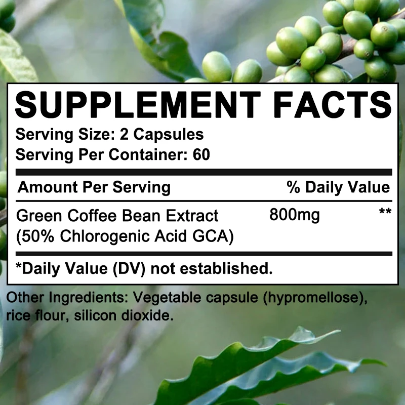Natural Green Coffee Bean Extract Capsules - Supports Cardiovascular Health, Mood Wellness, Weight Management, Antioxidant
Natural Green Coffee Bean Extract Capsules - Supports Cardiovascular Health, Mood Wellness, Weight Management, Antioxidant
