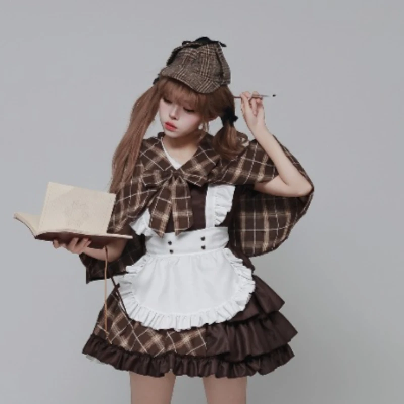 Detective Suit Anime Cosplay Costume Maid Dress Lolita with Apron Brown Lolita Women Dress Short Sleeved Outfit
Detective Suit Anime Cosplay Costume Maid Dress Lolita with Apron Brown Lolita Women Dress Short Sleeved Outfit