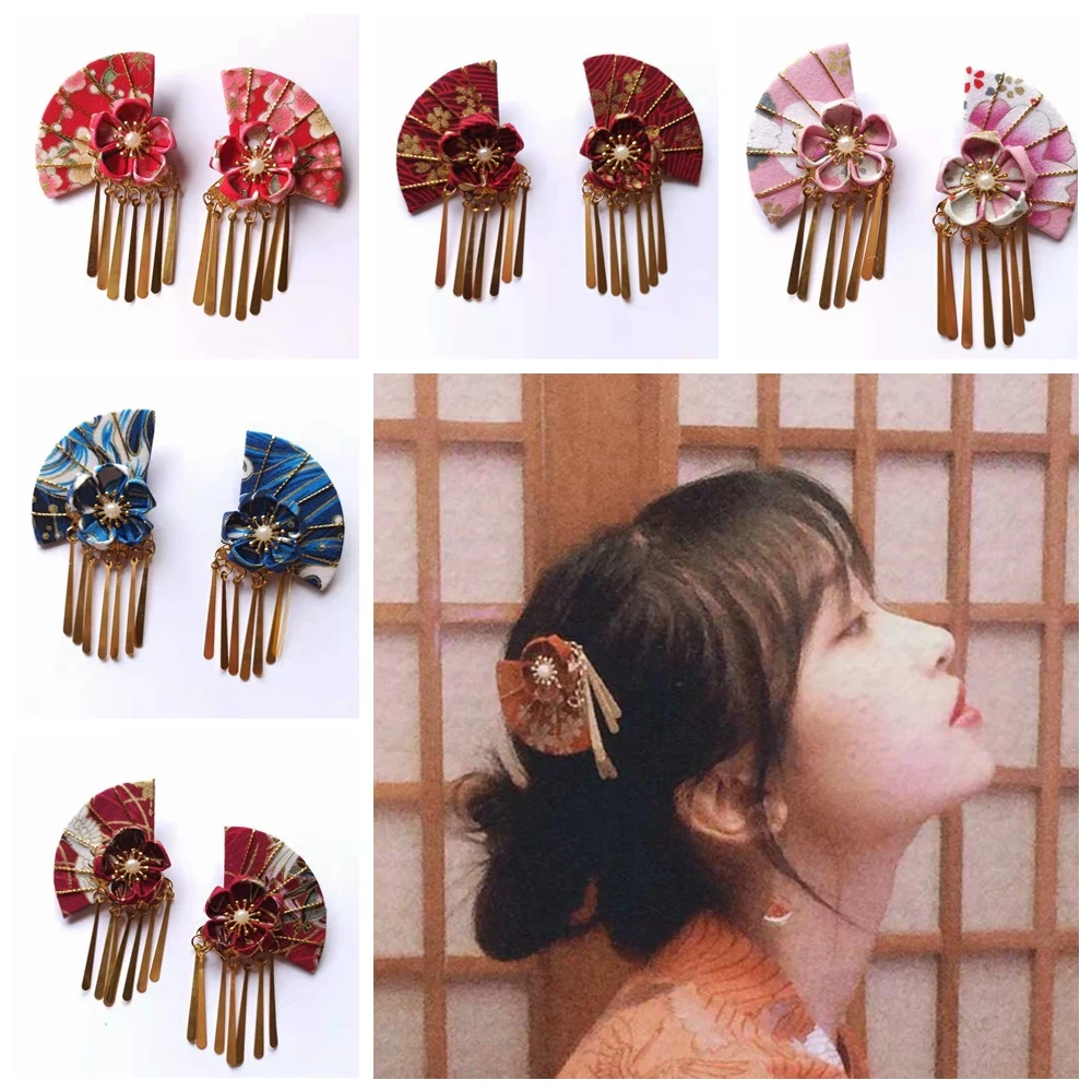Japanese Hair Accessories Fan Metal Tassel Hairpin Vintage Headwear Hanfu Decoration For Children Girl Flowers Hair Clip
Japanese Hair Accessories Fan Metal Tassel Hairpin Vintage Headwear Hanfu Decoration For Children Girl Flowers Hair Clip