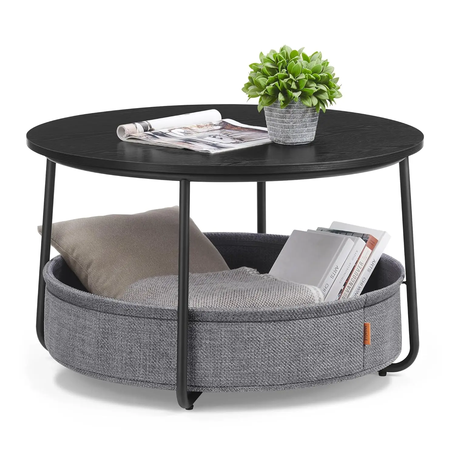 Coffee Table with Storage, Round Center Table for Living Room with Fabric Basket, Modern Style, Customized
Coffee Table with Storage, Round Center Table for Living Room with Fabric Basket, Modern Style, Customized