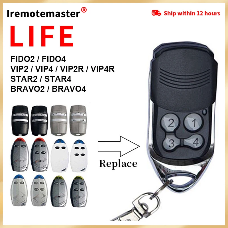 For LIFE Garage Gate Remote control LIFE FIDO2 VIP2 VIP4 STAR2 BRAVO4 Rolling code 433,92MHz garage command Handheld transmitter
For LIFE Garage Gate Remote control LIFE FIDO2 VIP2 VIP4 STAR2 BRAVO4 Rolling code 433,92MHz garage command Handheld transmitter