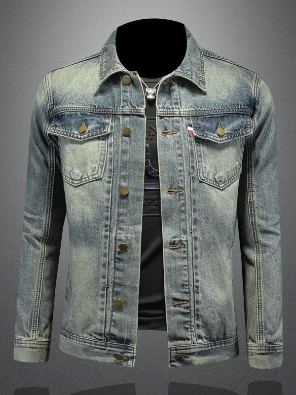 Retro Waed Denim Jaet Men's Slim Fit Korean Sle Casual Coat Multi ket Design Cotton Polyester Blend Long Sve
Retro Waed Denim Jaet Men's Slim Fit Korean Sle Casual Coat Multi ket Design Cotton Polyester Blend Long Sve