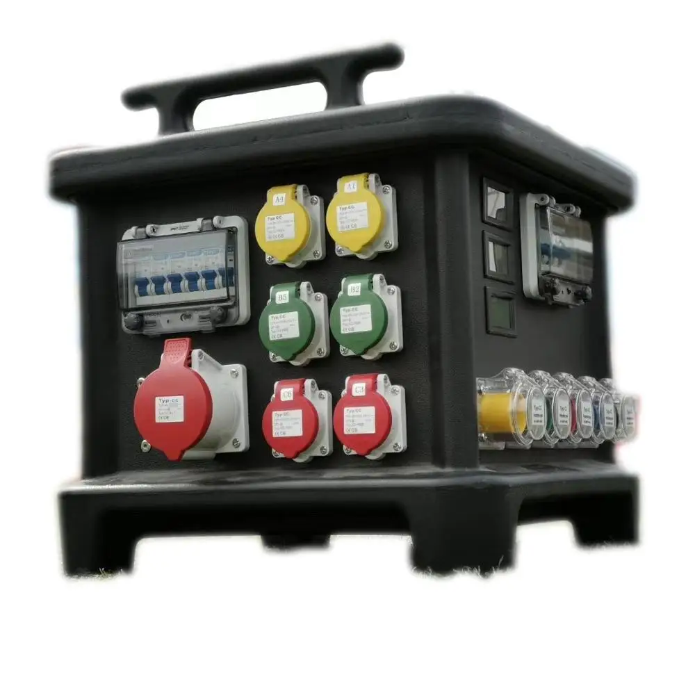 Portable Power Distro 18 Way 400A Camlock 32A 16A Plug Power Distribution Box for Stage Light Can Be Customized
Portable Power Distro 18 Way 400A Camlock 32A 16A Plug Power Distribution Box for Stage Light Can Be Customized