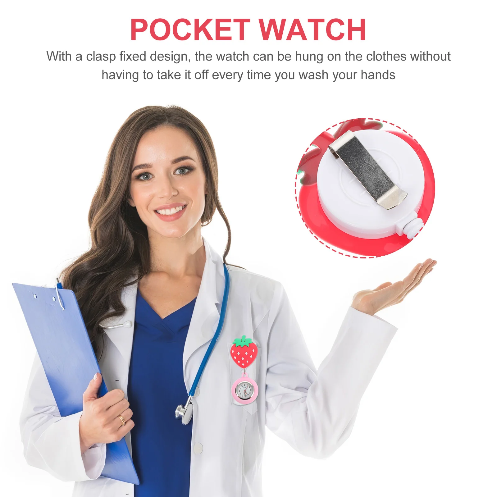 Nurse Pocket Watch Stretchable Chest Watch Lovely Strawberry Charm Large Dial Easy Time Check Gift for Doctors Nurses
Nurse Pocket Watch Stretchable Chest Watch Lovely Strawberry Charm Large Dial Easy Time Check Gift for Doctors Nurses