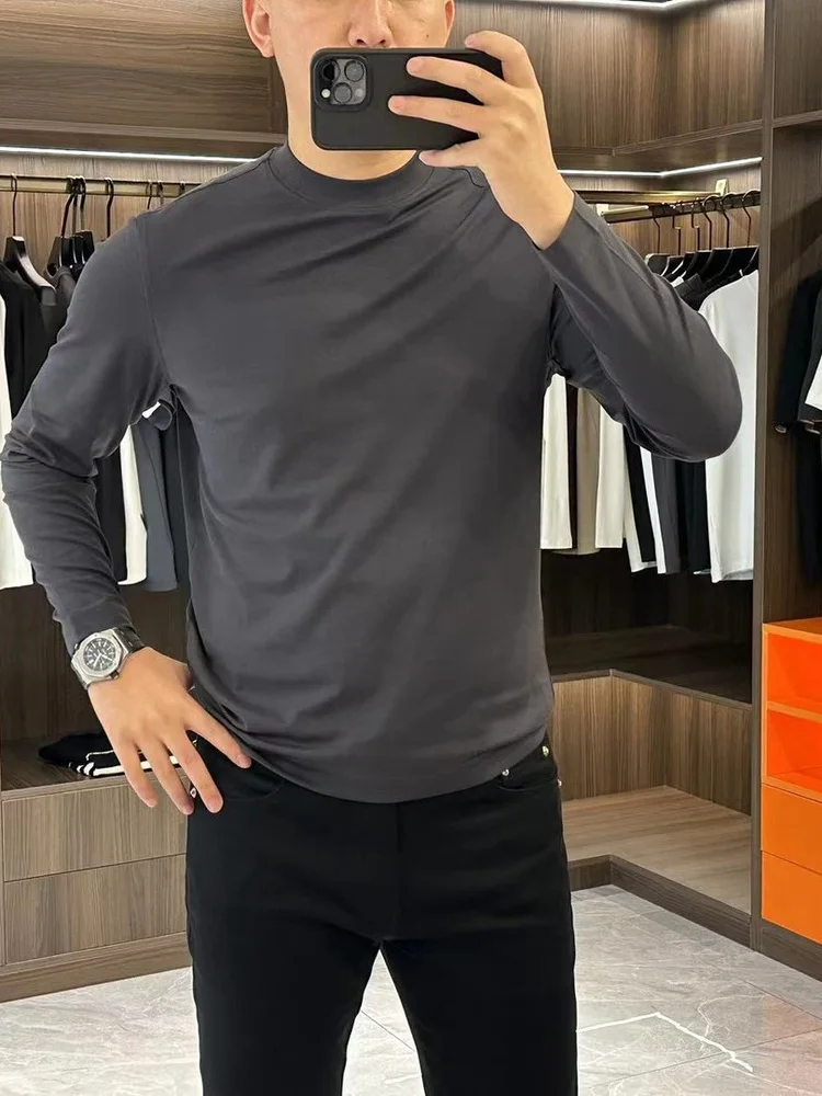High Quali Comfortable Long Sve Men's T-irt Pure Color Base irt Cotton Autumn Faionable Slim Fit Luxury Top
High Quali Comfortable Long Sve Men's T-irt Pure Color Base irt Cotton Autumn Faionable Slim Fit Luxury Top