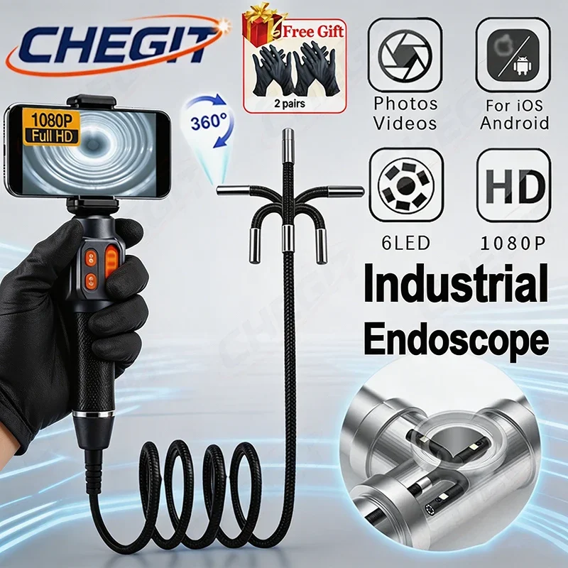 HD 1080P 360° Articulating Borescope Camera Endoscope Inspection Camera with LED Light For Android/iOS Phone Auto repair
HD 1080P 360° Articulating Borescope Camera Endoscope Inspection Camera with LED Light For Android/iOS Phone Auto repair